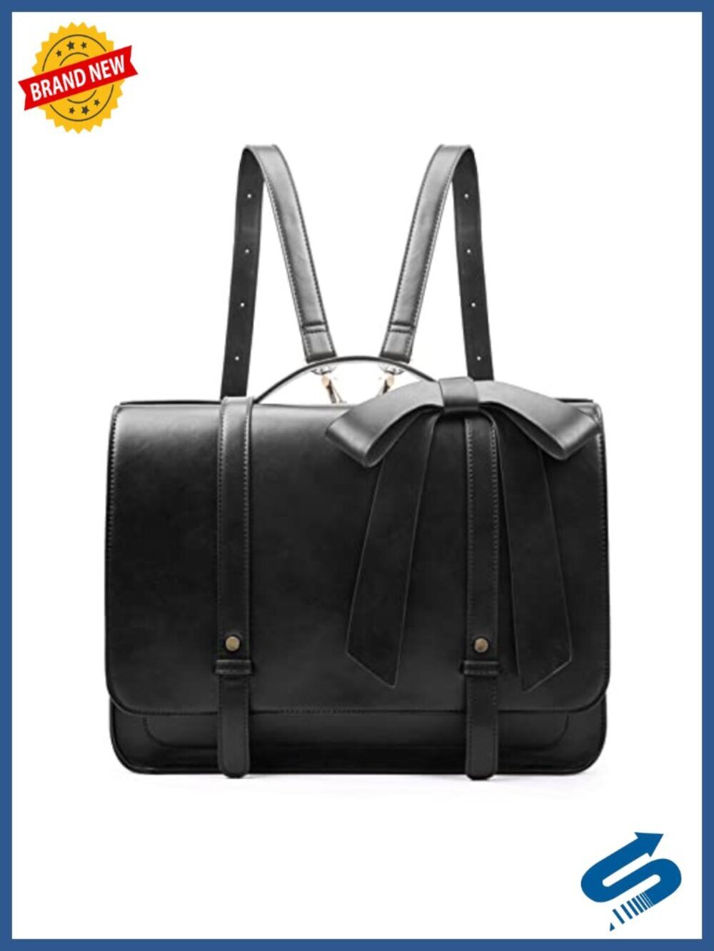 PU Leather Briefcase Laptop Bag Satchel Messenger Backpack Convertible